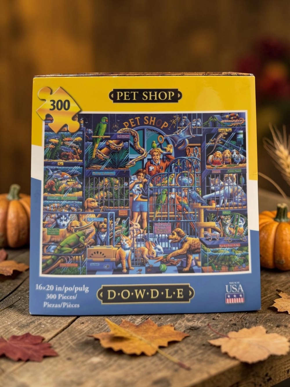 Dowdle Folk Art PET SHOP Jigsaw Puzzle 300 Pieces 16x20 Eric Dowdle USA Complete